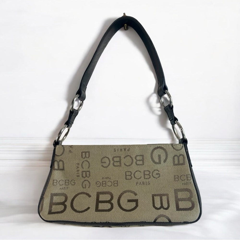 BCBG Canvas and Leather Mini Shoulder Bag